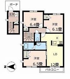 プロヌーブ光彩二番館 3LDKの間取図画像