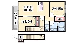 イストワールA 2LDKの間取図画像