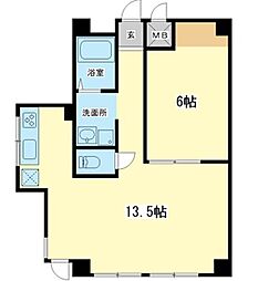 五反ビル 1LDKの間取図画像