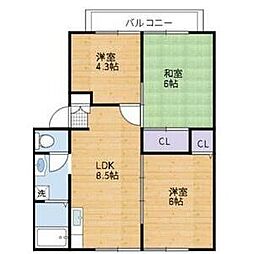 サンフォーレハイツA棟 3LDKの間取図画像