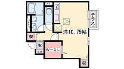 メゾンコートきらり ワンルームの間取図画像
