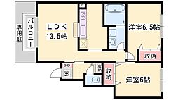 モダンコート網干YAMAGATA 2LDKの間取図画像