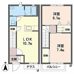 JAメゾンしばまち 2LDKの間取図画像