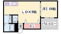 コティ網干 1LDKの間取図画像