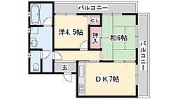クリーンピア下寺町 2DKの間取図画像