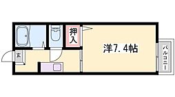 ハイツフラーリシュ2 1Kの間取図画像