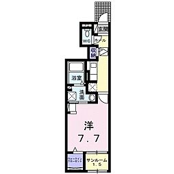 プラシード 1Kの間取図画像