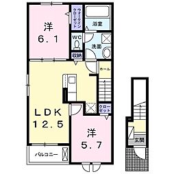 プレッソ高砂 2LDKの間取図画像