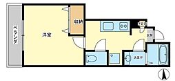 イーストロード手柄 1Kの間取図画像