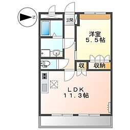 グラッチェ1番館 1LDKの間取図画像