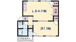 シーサ野里2 1LDKの間取図画像