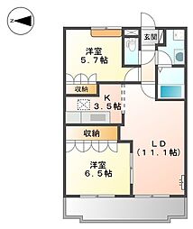 パークアヴェニュー 2LDKの間取図画像