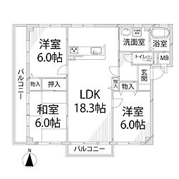 リバティ田寺 3LDKの間取図画像