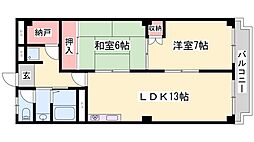 ハイツ柳井 2LDKの間取図画像