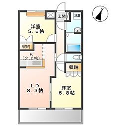 グリーンハイムD 1Kの間取図画像