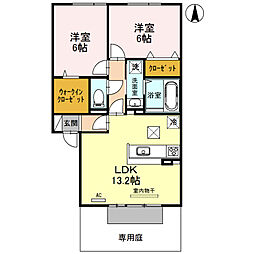 グランレーヴ壱番館 2LDKの間取図画像