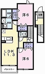 ベンファーター 2LDKの間取図画像