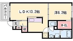 エレガンテヴィラ2 1LDKの間取図画像