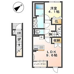 レイルロード 福音 1LDKの間取図画像