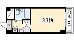 飾磨中村コーポ 1Kの間取図画像