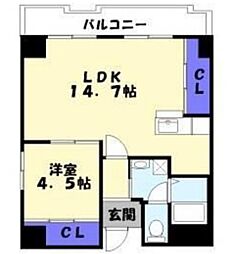 シャトー三和3号館 1LDKの間取図画像
