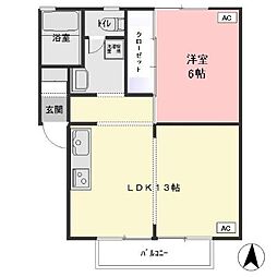 シャトー大半田 1LDKの間取図画像