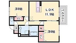 プティ・ヴィラージュ 2LDKの間取図画像