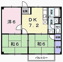 アメニティー白浜A棟 3DKの間取図画像