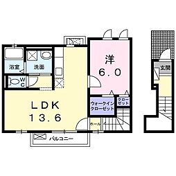シャルマンヴィレッジC 1LDKの間取図画像