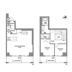 東京メトロ丸ノ内線 西新宿駅 徒歩5分の賃貸マンション 13階2LDKの間取り