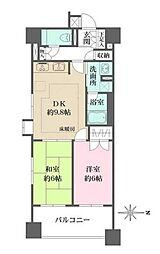 東京メトロ丸ノ内線 新中野駅 徒歩2分の賃貸マンション 12階2DKの間取り