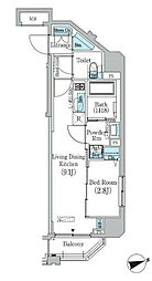 JR総武線 東中野駅 徒歩1分の賃貸マンション 6階1LDKの間取り
