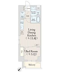 都営大江戸線 西新宿五丁目駅 徒歩6分の賃貸マンション 10階1LDKの間取り