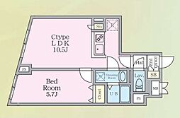 中野区本町3丁目マンション 1LDKの間取図画像