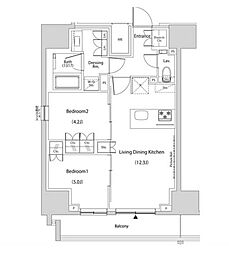 ザ・パークハビオ新中野 2LDKの間取図画像