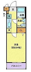 プレール・ドゥーク東中野 1Kの間取図画像