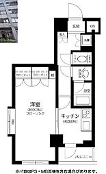パレステュディオ新宿パークサイド 1Kの間取図画像