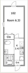 中野区上高田1丁目アパート 1Kの間取図画像