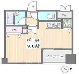 サンパティーク広尾 ワンルームの間取図画像