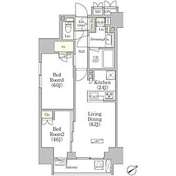 パークヴィラ恵比寿 2LDKの間取図画像