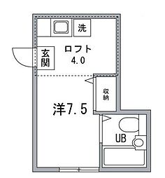 東京メトロ丸ノ内線 新高円寺駅 徒歩8分の賃貸アパート 1階ワンルームの間取り