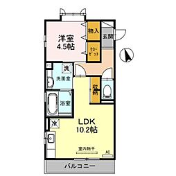 グレイスB 1LDKの間取図画像