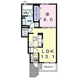 ア・ピアチェーレA 1LDKの間取図画像
