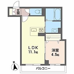 ブルームステージ津田 1LDKの間取図画像