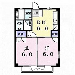 OCEANHILLS 2DKの間取図画像