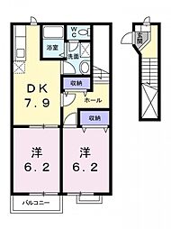 サンフラワー 2DKの間取図画像