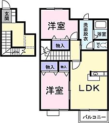 グリーンリーフ 2階2LDKの間取り