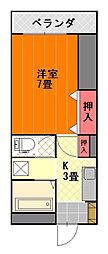 東一万ビル 1Kの間取図画像
