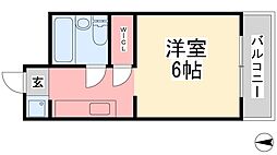 ミカハウス 1Kの間取図画像