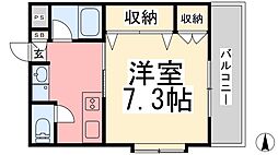ラスフローレス 1Kの間取図画像